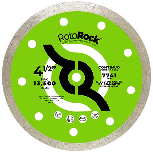 7741 DISCO CORTE DIAMANTE CONTINUO 4.5" X 0.090" X 7/8" ALT. 7.5MM