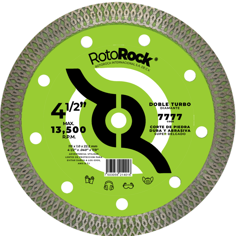 7777 DISCO DE CORTE DOBLE DIAMANTE 4.5" X 0.090" X 7/8" ALT. 10MM